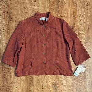 Alfred Dunner Shirt Jacket Women's 16P  Needle Punch Rust Button Down Moleskin